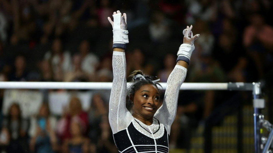 Simone Biles vive un regreso triunfal a la gimnasia tras dos a&ntilde;os de ausencia