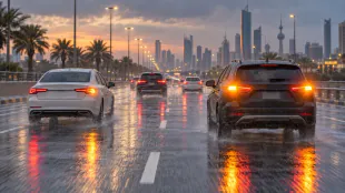 Kuwait traffic authority cautions against hazard lights while driving in rain